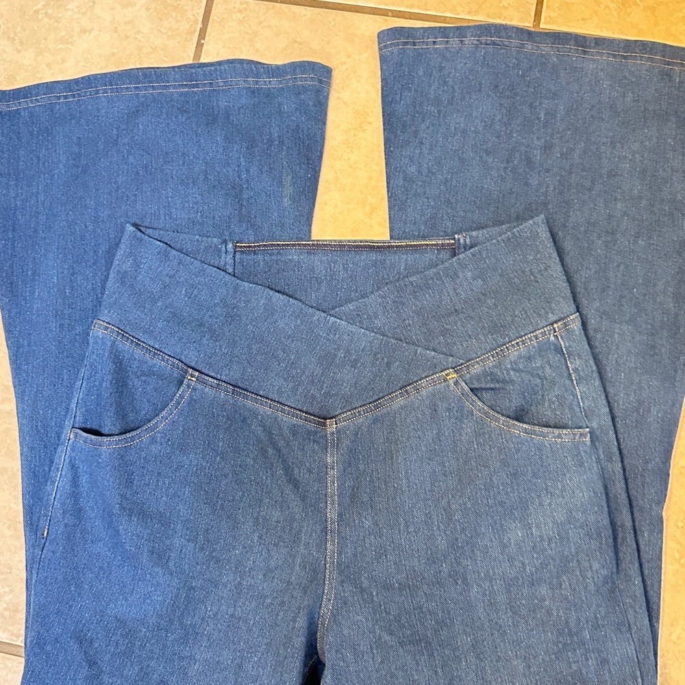 HALARA Women's Flare Wide Leg Blue Jeans